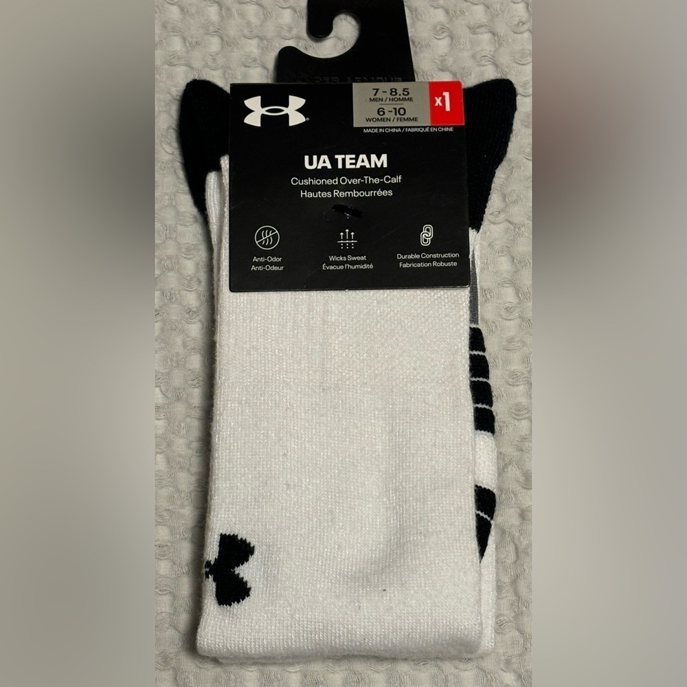 Under Armour UA PERFORMANCE Soccer Socks‎ Adult 7-8.5 Over The Calf 1 Pair White